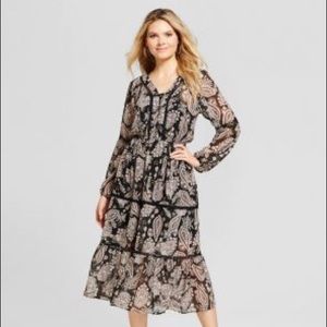 Knox Rose Black Paisley Boho Midi/Maxi Dress